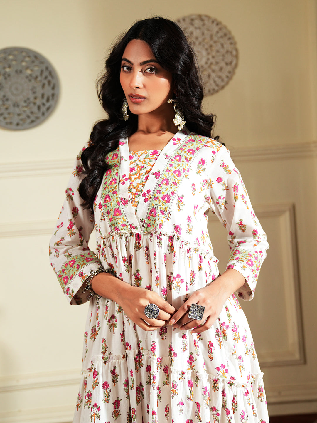 Floral Print layered cotton dress