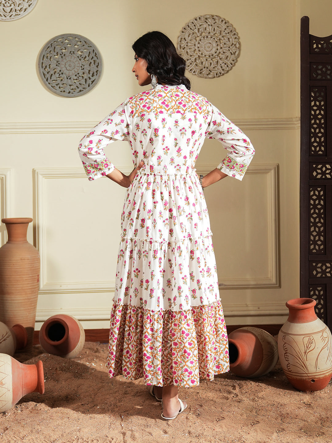 Floral Print layered cotton dress