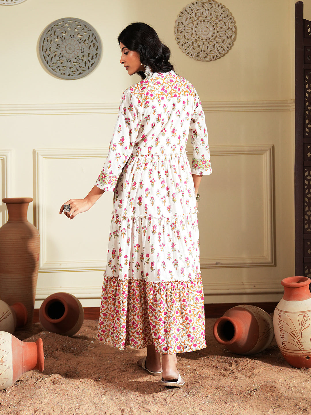 Floral Print layered cotton dress