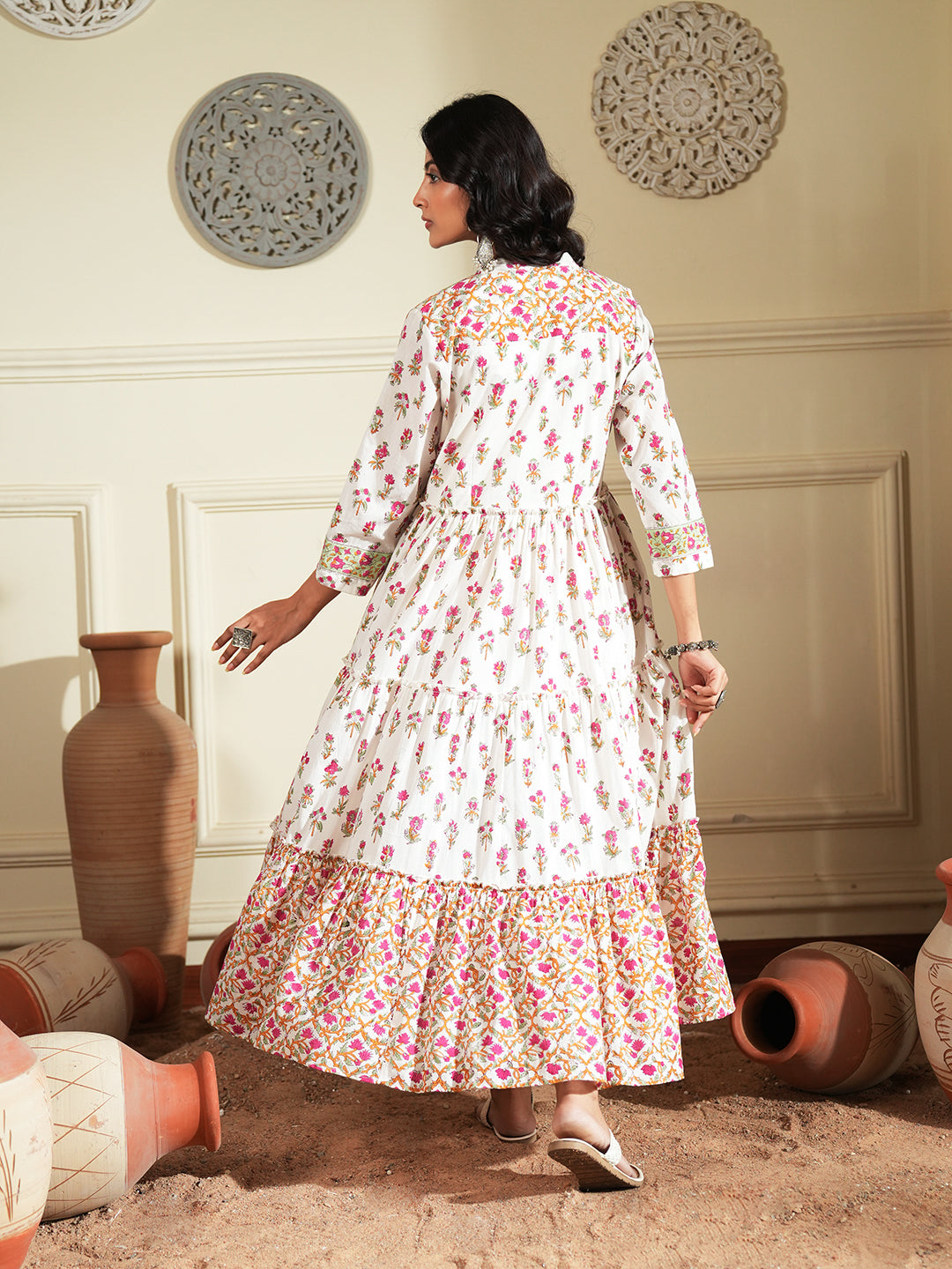 Floral Print layered cotton dress