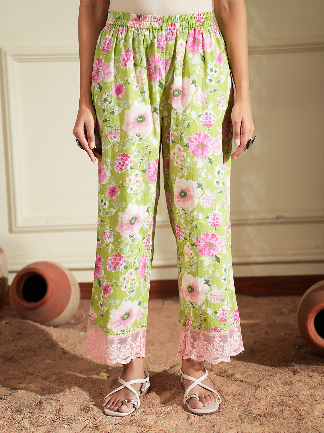Green Floral Print Cotton Co-ord Set