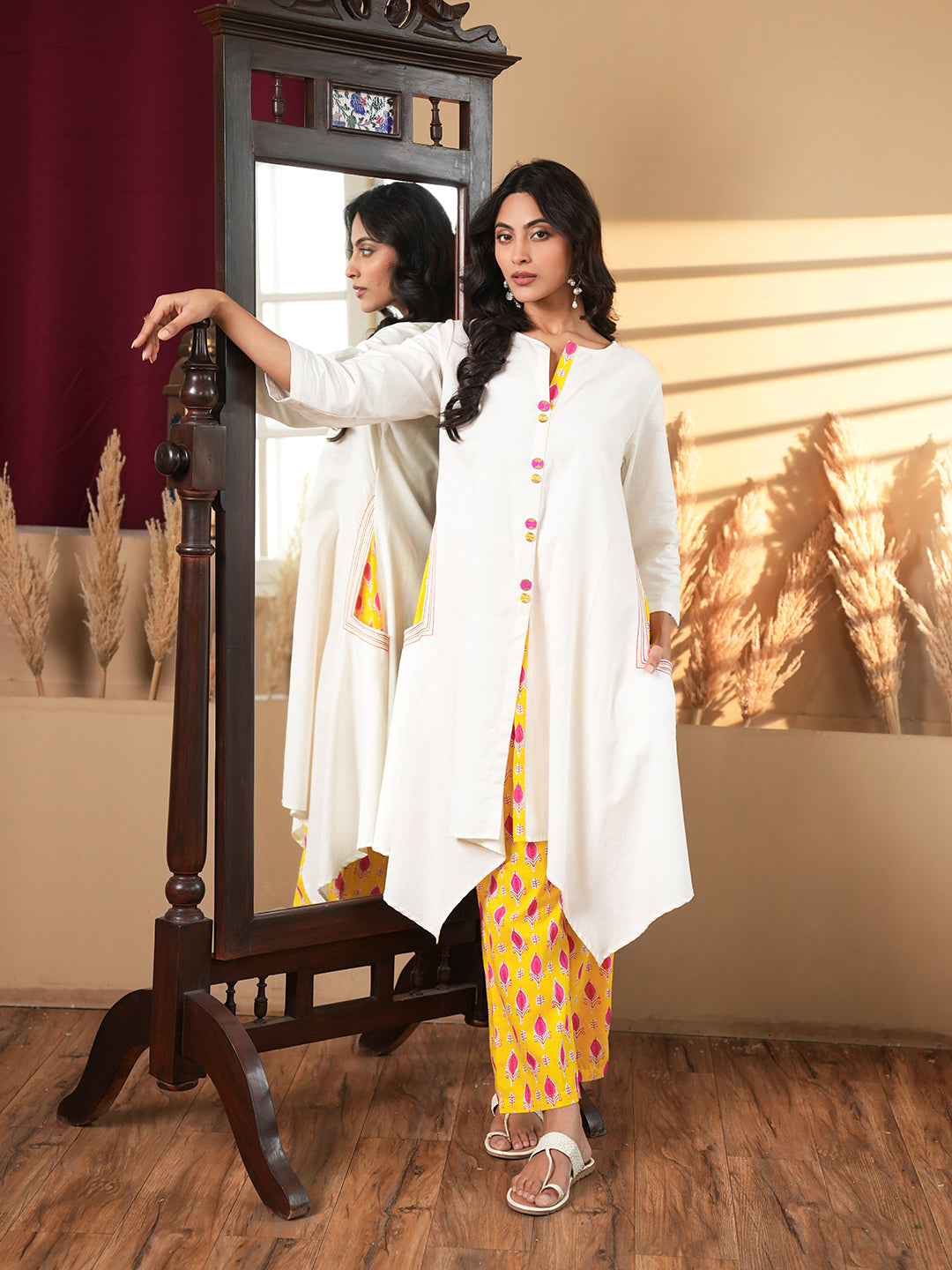 White Asymmetrical Hem Co-ord Set