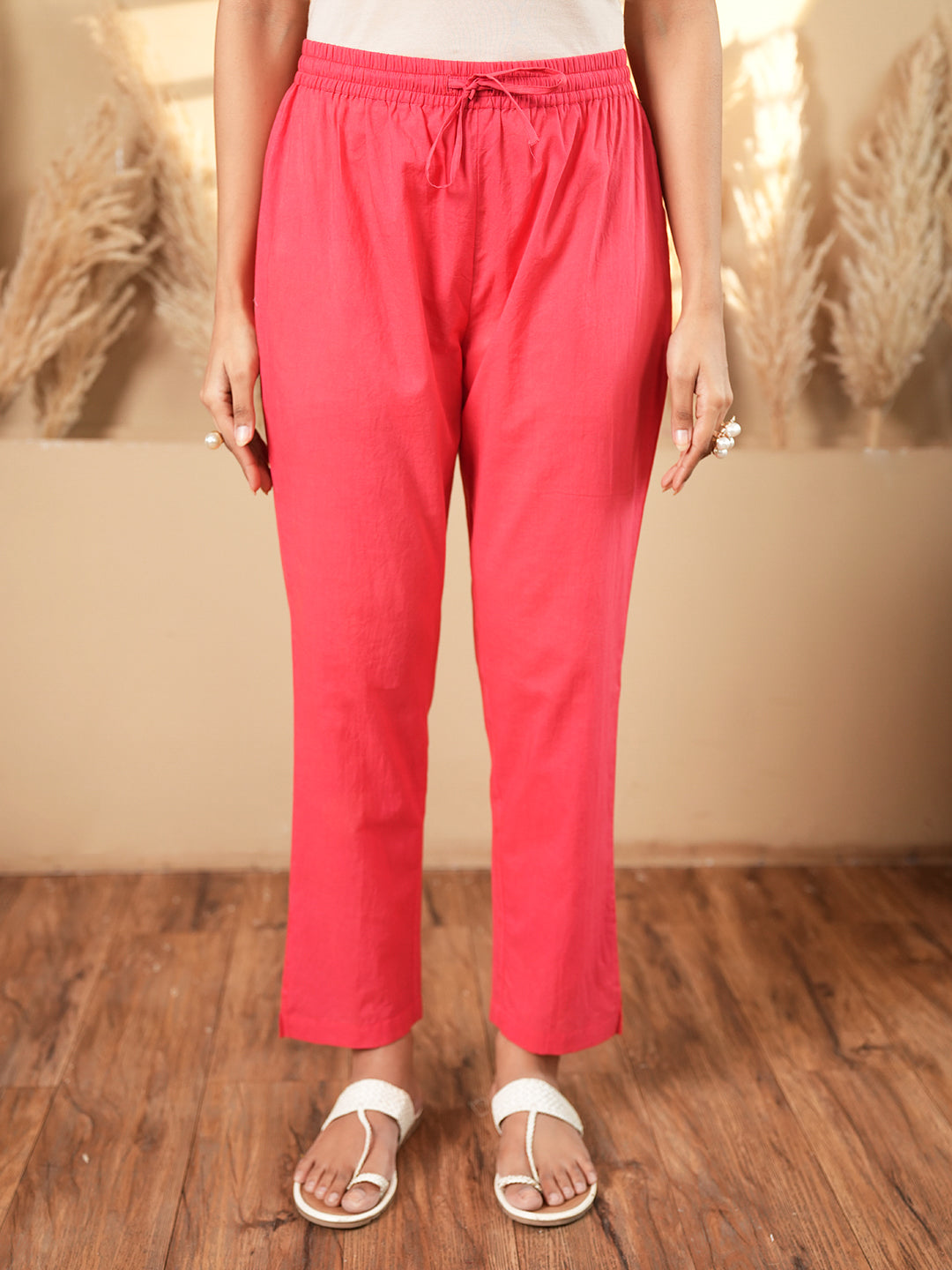 Red Floral Pintuck Cotton Kurta Set