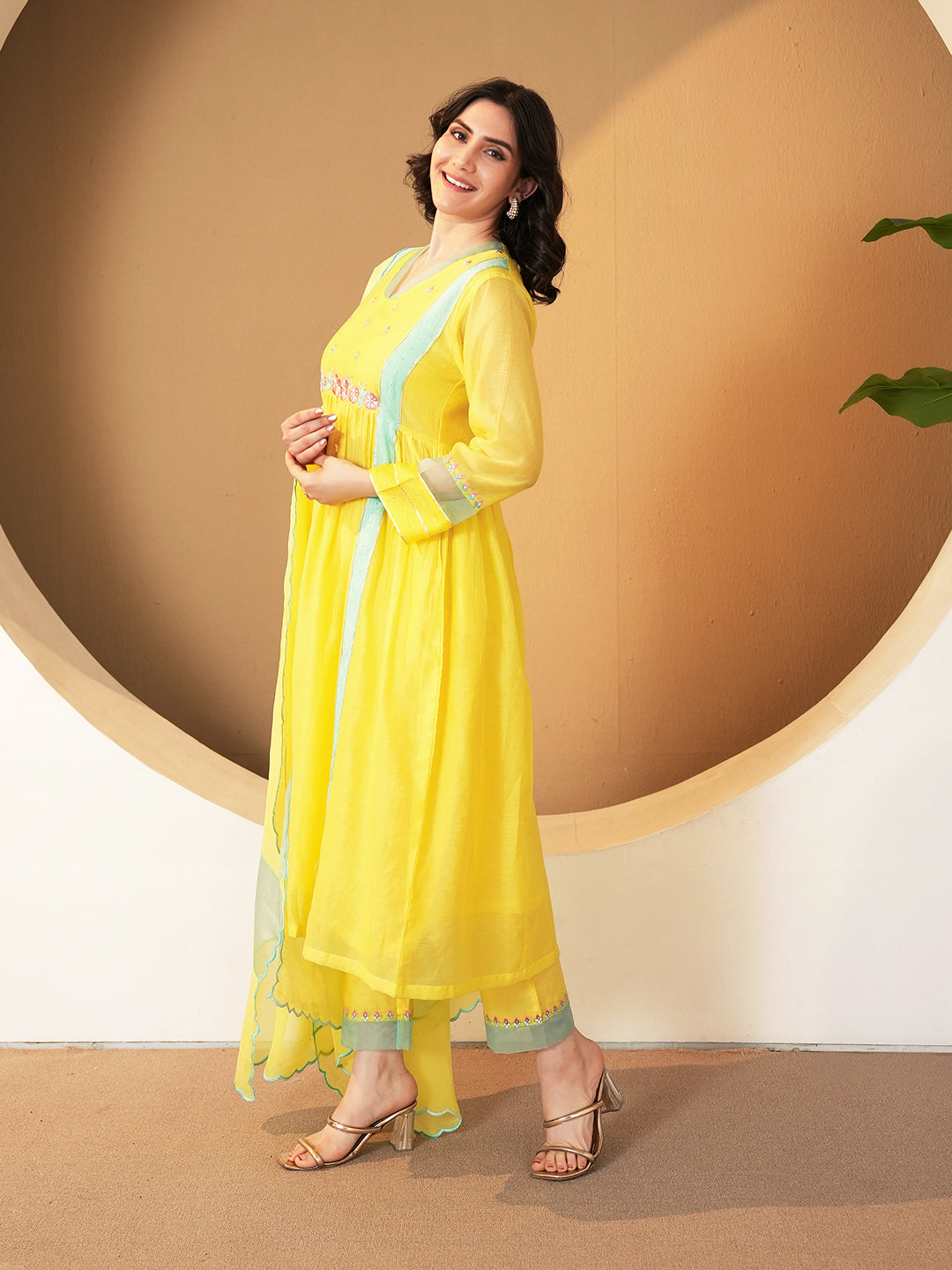 Sunshine Yellow Embroidered Chanderi Kurta Set & Dupatta