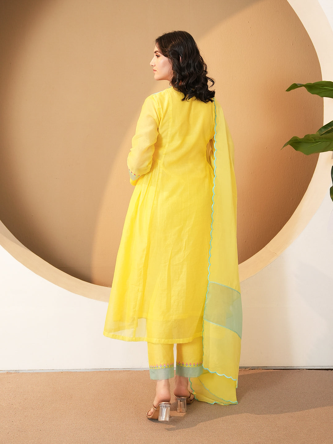 Sunshine Yellow Embroidered Chanderi Kurta Set & Dupatta