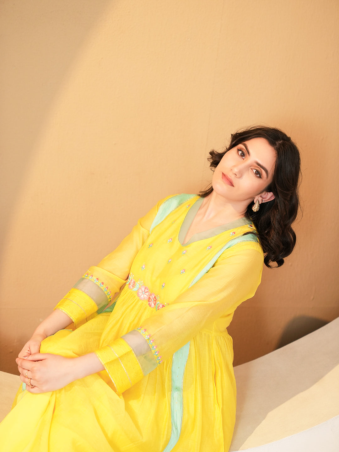 Sunshine Yellow Embroidered Chanderi Kurta Set & Dupatta