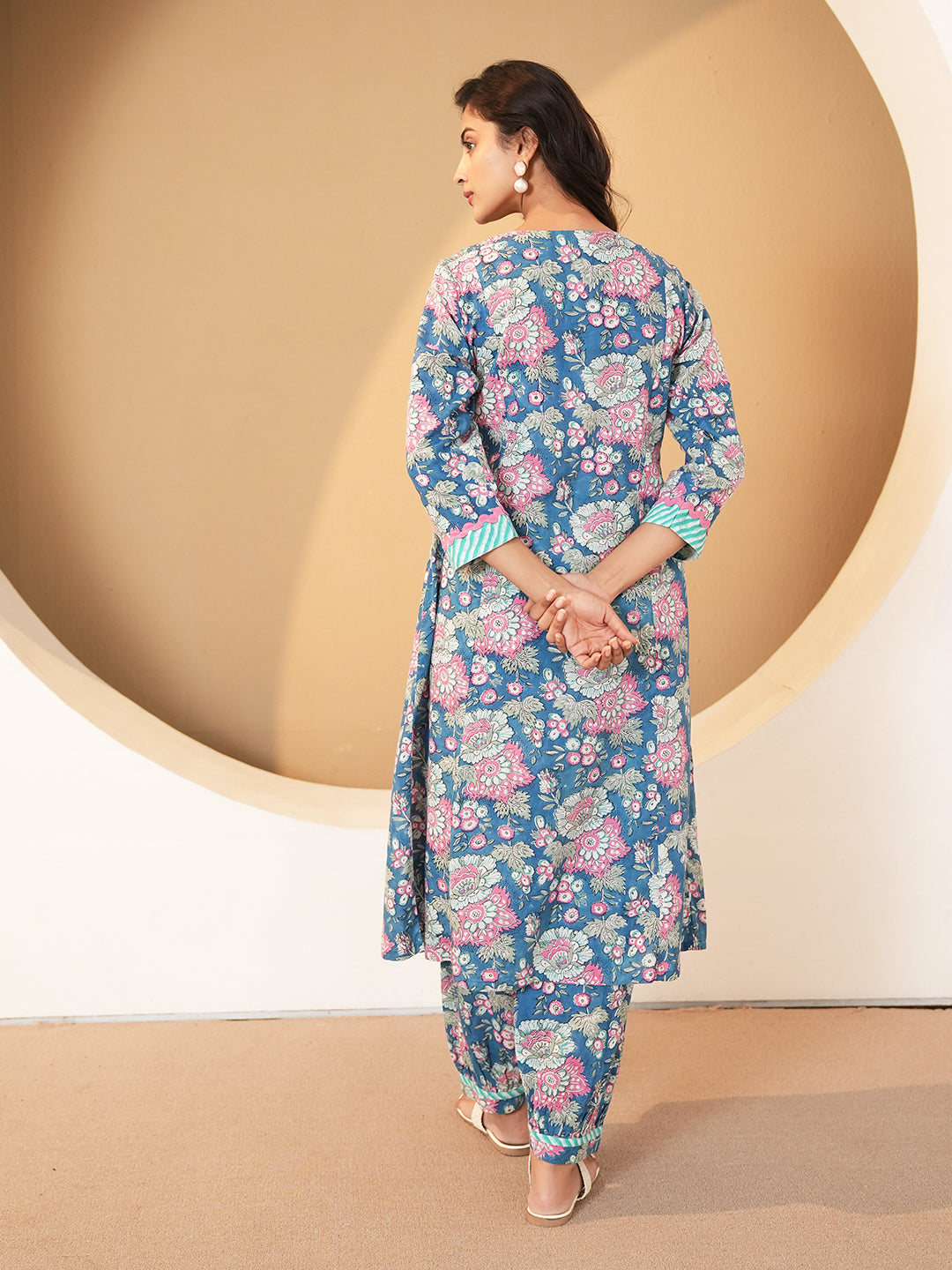 Blue Pintuck Cotton Kurta set