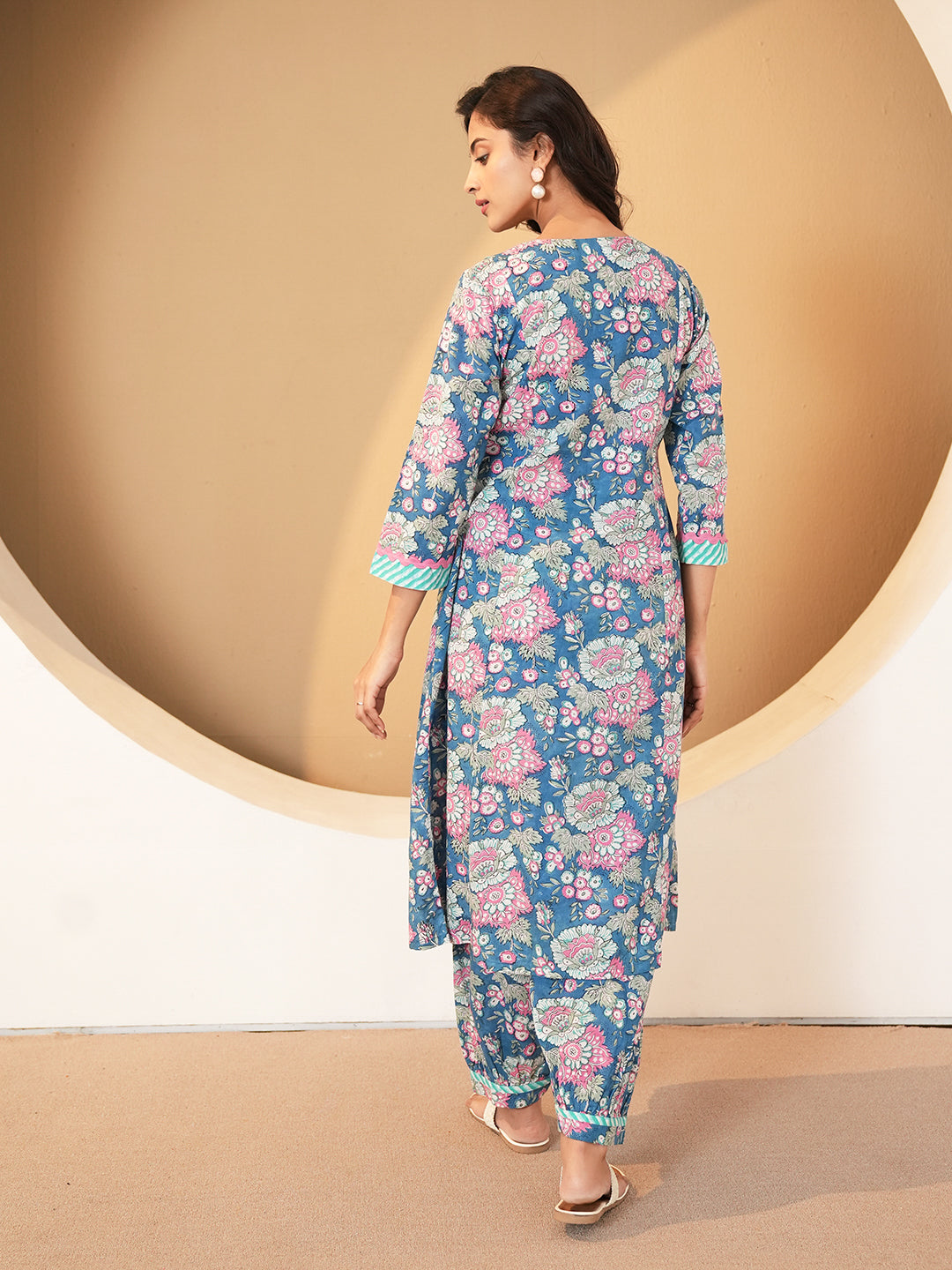 Blue Pintuck Cotton Kurta set