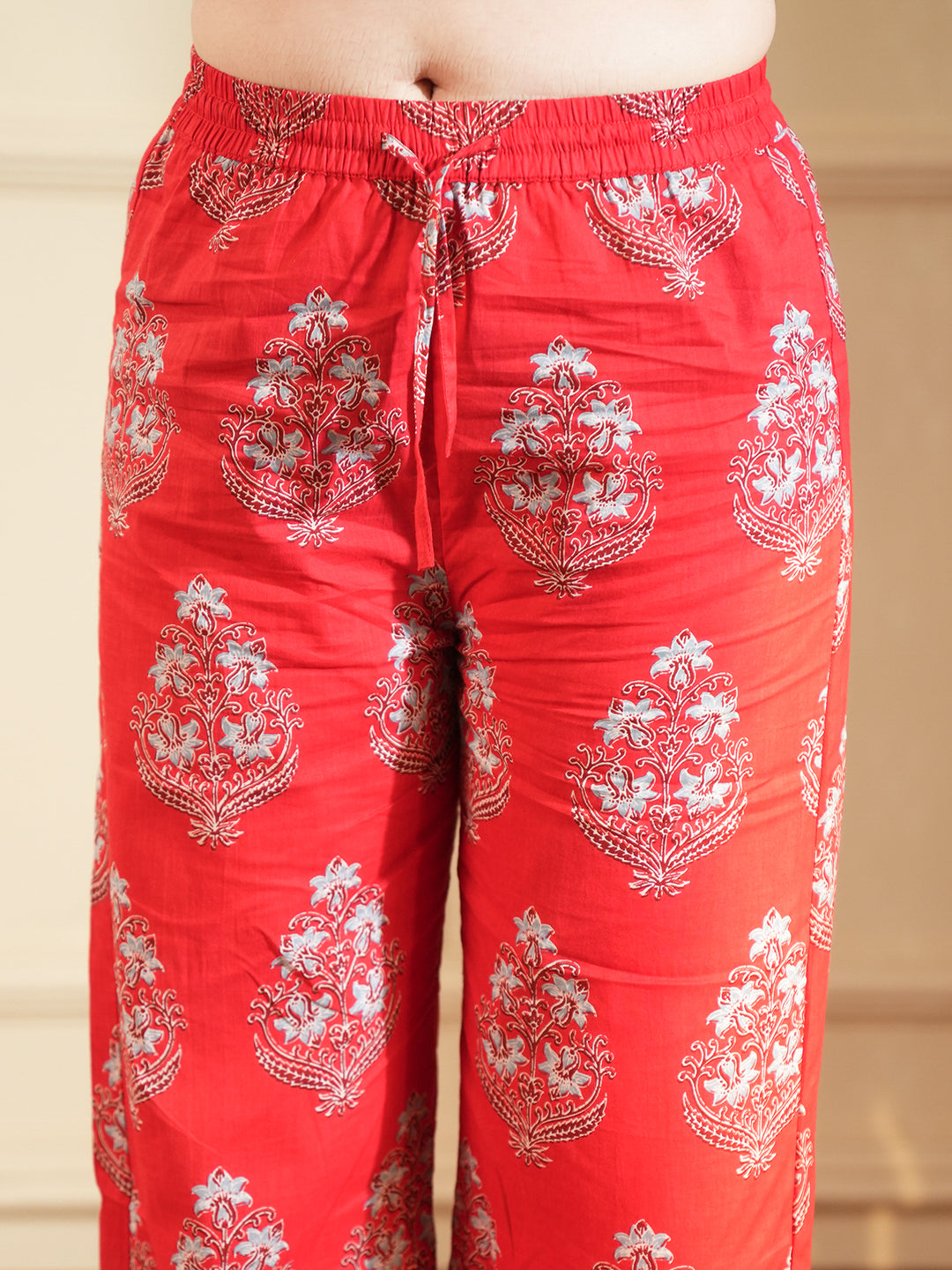 Red Buta Pintuck Cotton Kurta Set