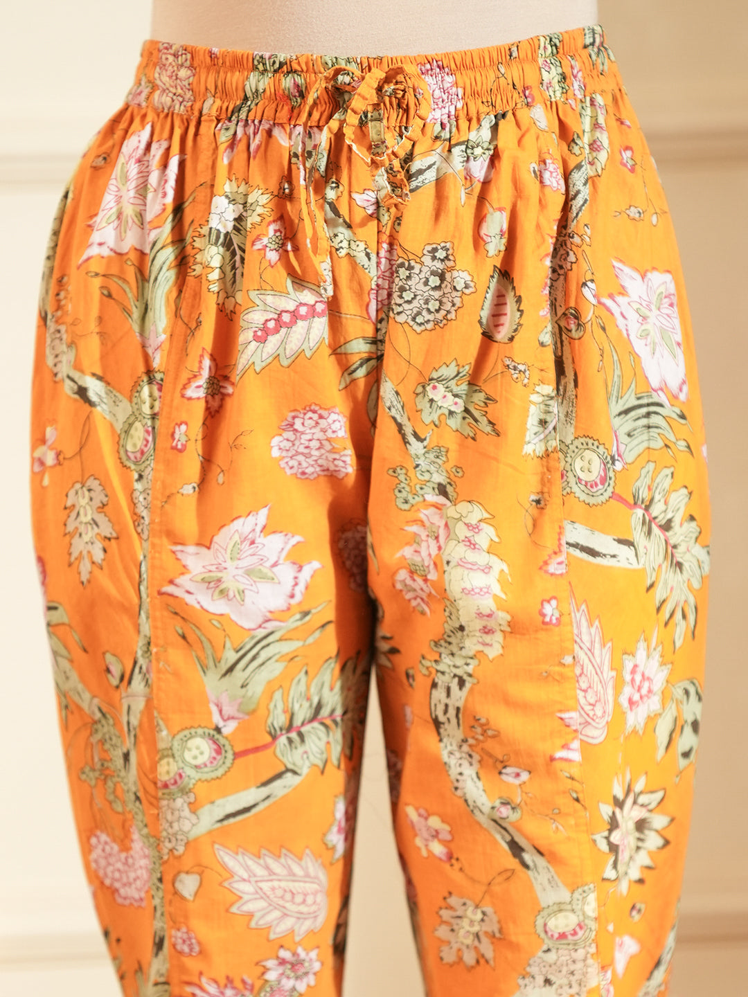 Mustard Printed Cotton A-Line Co-ord Set