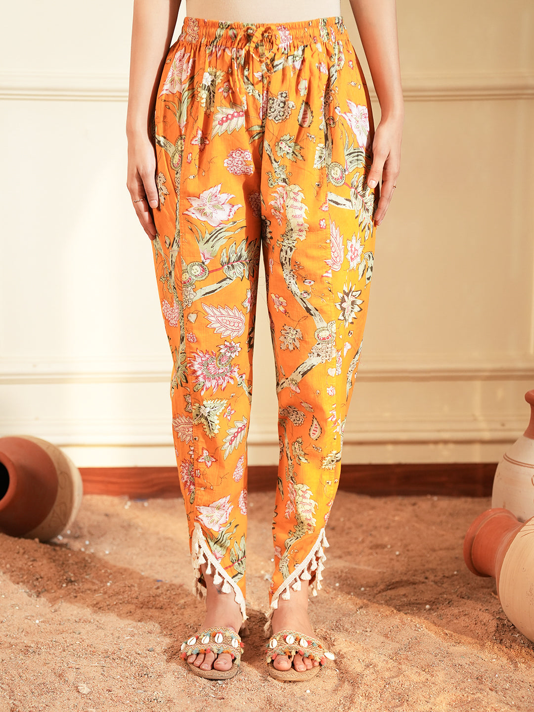 Mustard Printed Cotton A-Line Co-ord Set