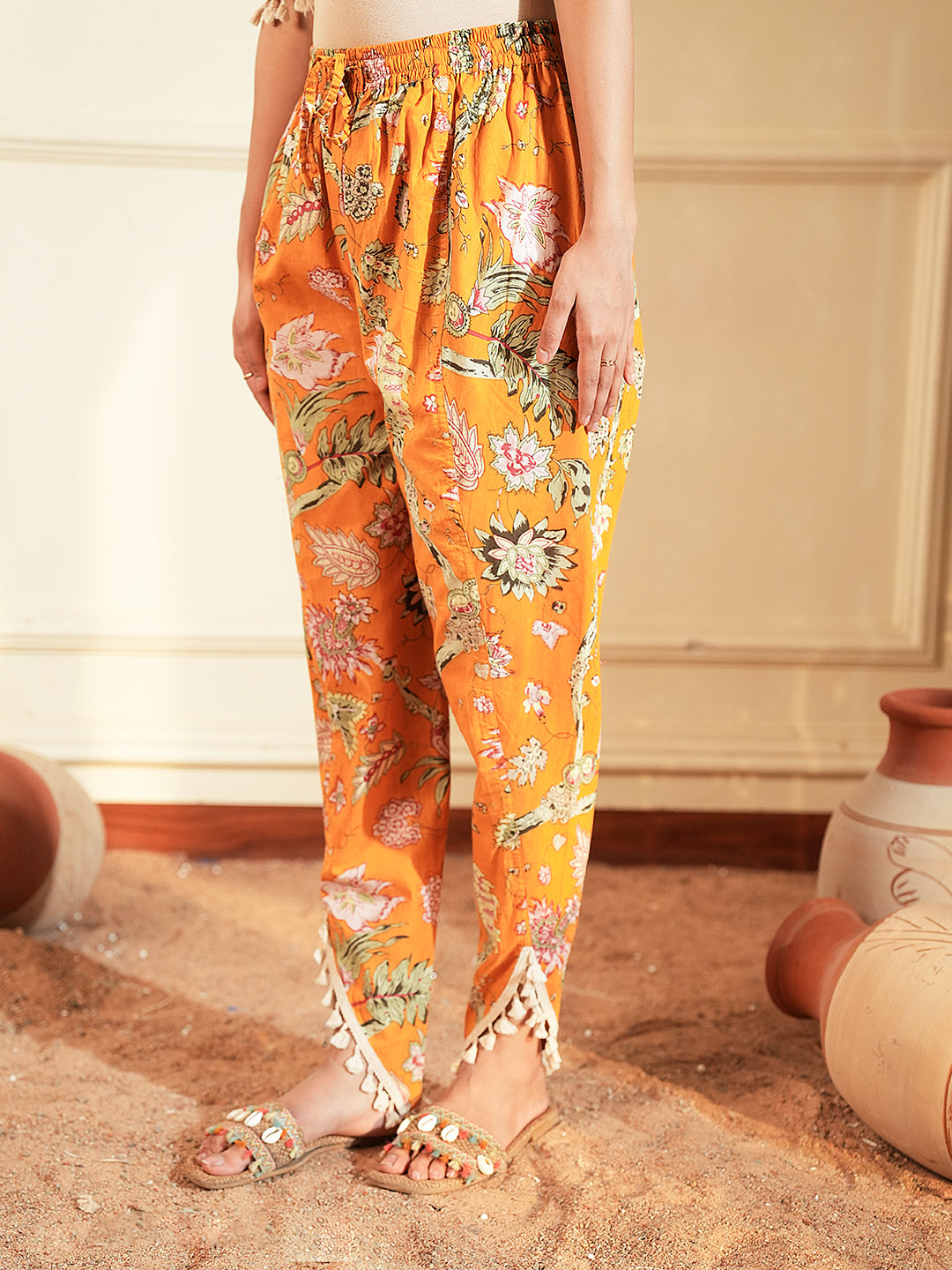 Mustard Printed Cotton A-Line Co-ord Set