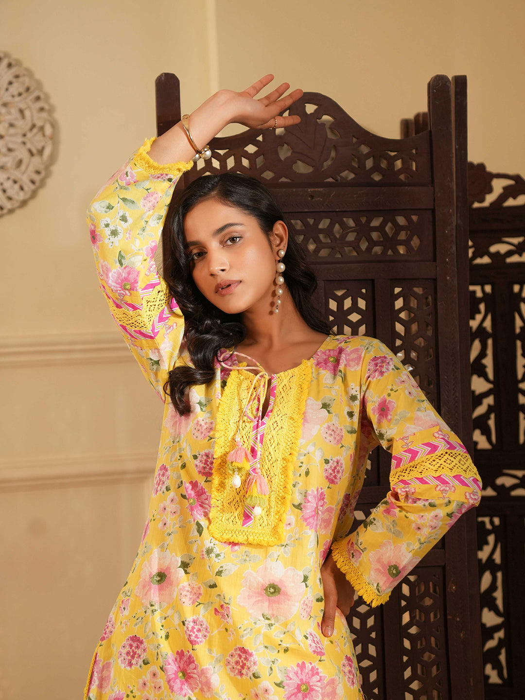 Yellow Cotton A-Line Co-ord Set