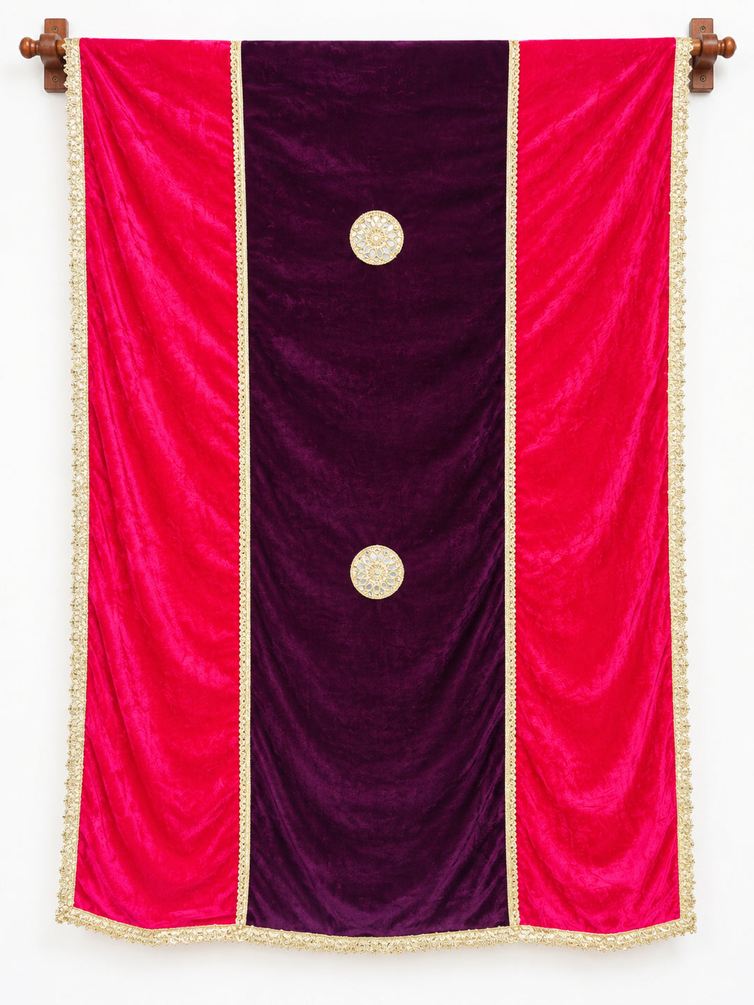 Pspeaches Women's Ethnic Magenta & Purple Solid Velvet Stole for Women