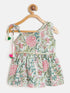 Girls Green & Pink Floral Print Kurti with Dhoti Pants (Dh-GreenJaal)
