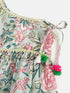 Girls Green & Pink Floral Print Kurti with Dhoti Pants (Dh-GreenJaal)