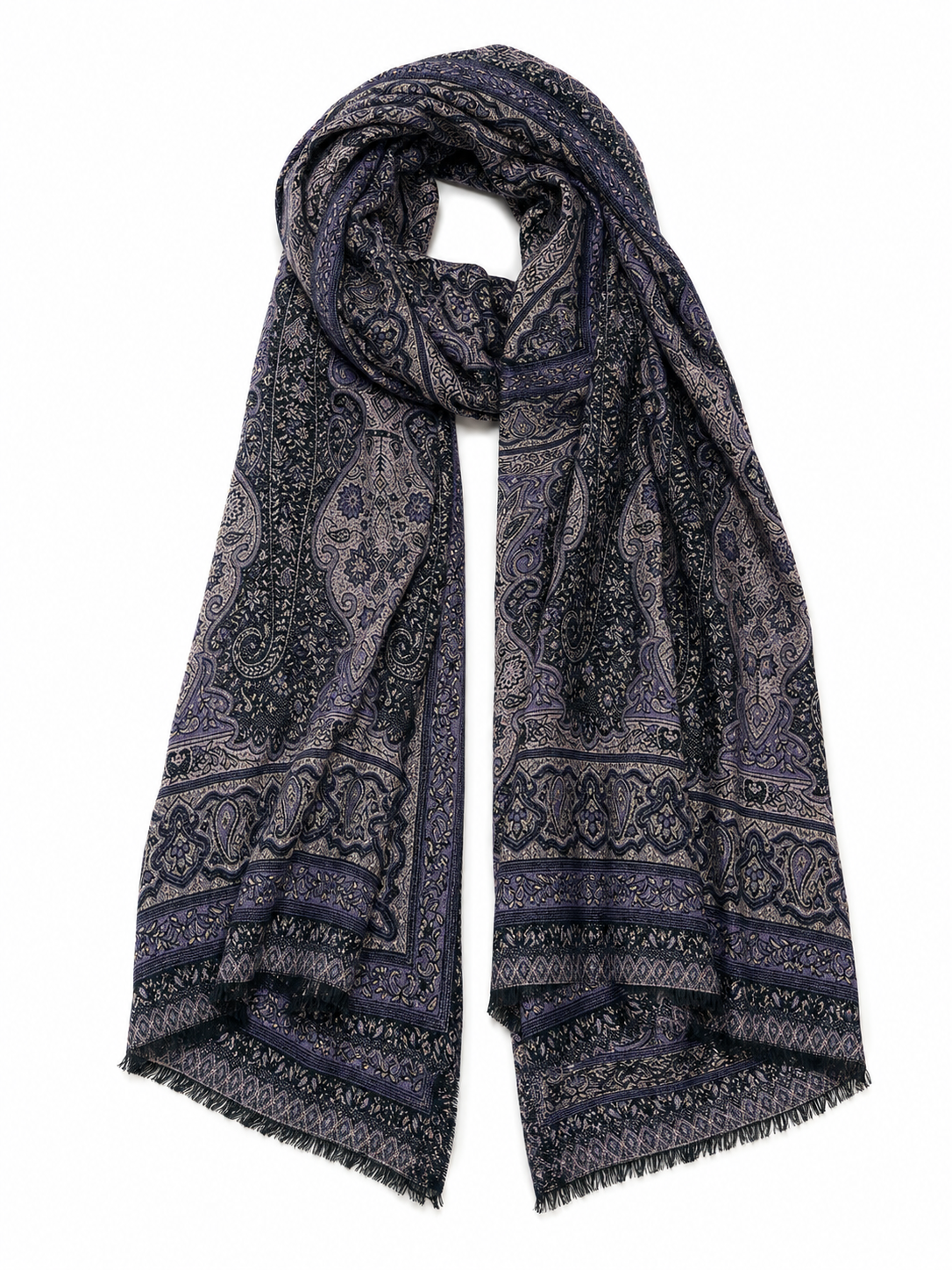 Pspeaches Women's Purple Viscose Jamawar Design Stole