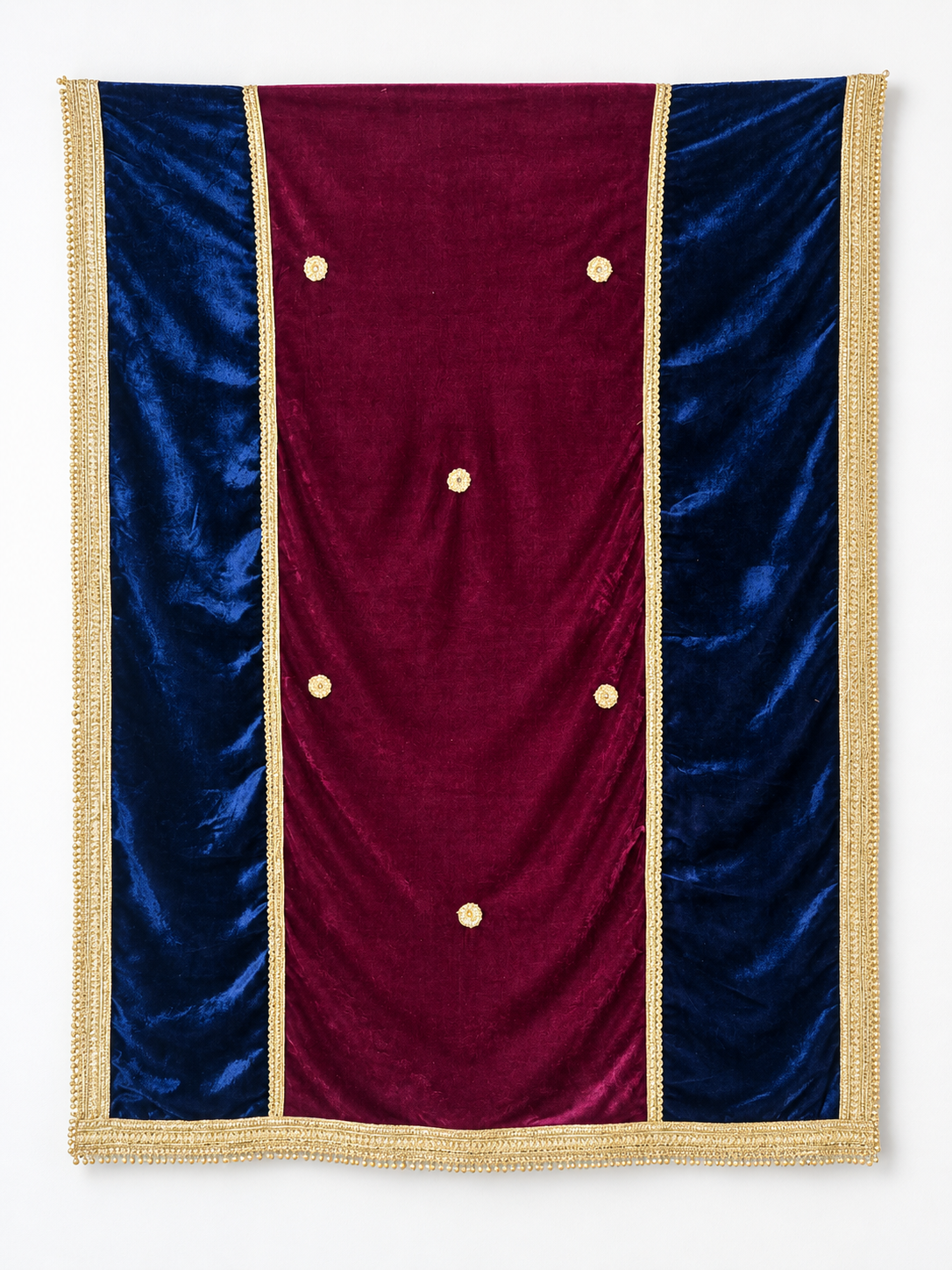 Pspeaches Women's Ethnic Magenta & Blue Solid Velvet Stole for Women