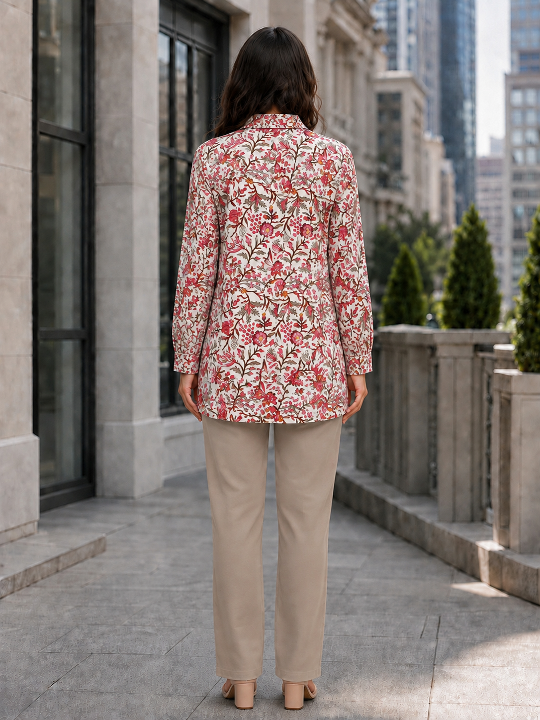 Women’s Red Multicolor Floral Modal Top