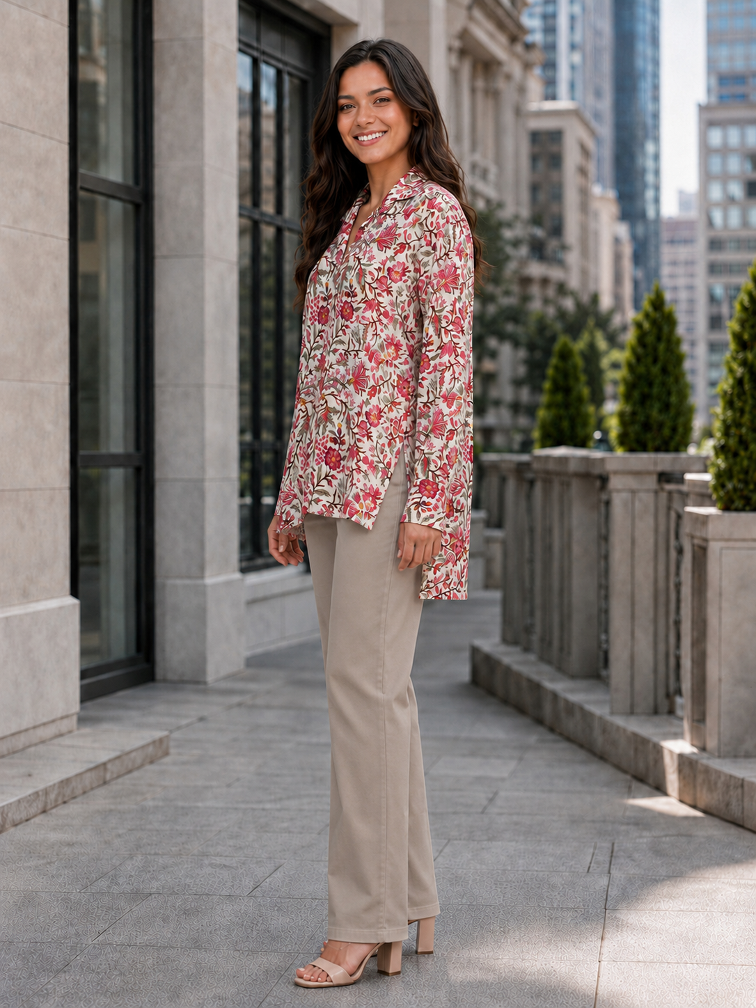 Women’s Red Multicolor Floral Modal Top