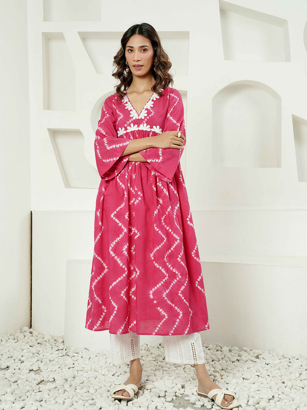 Zigzag Print Cotton Kurta for Women