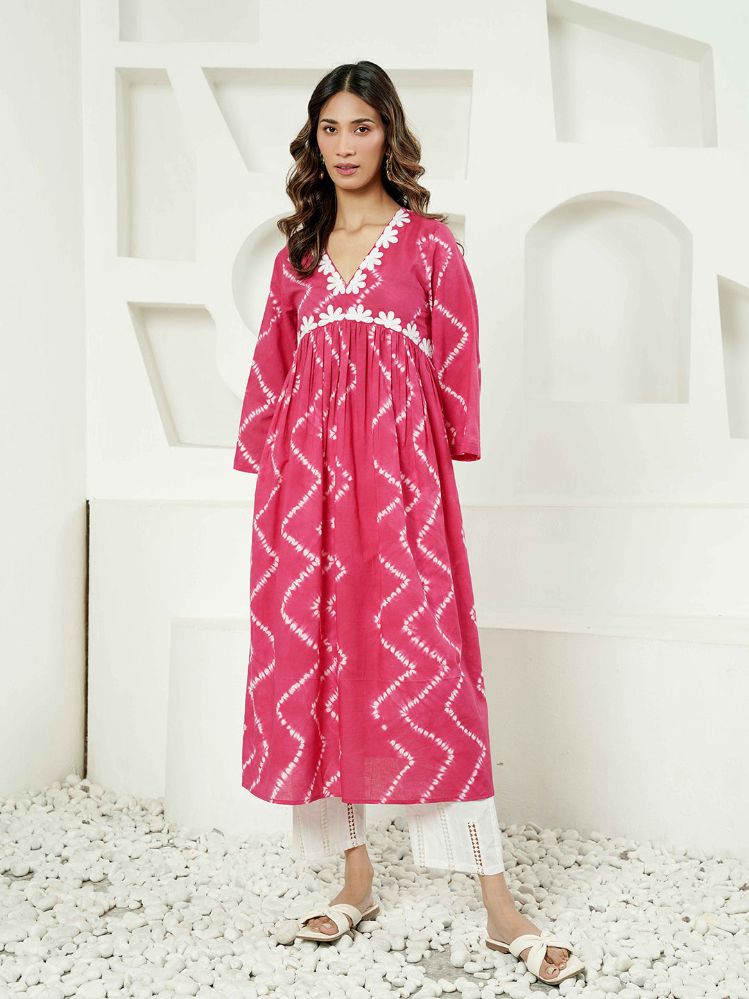 Zigzag Print Cotton Kurta for Women