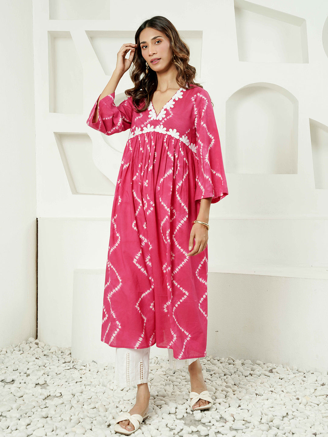 Zigzag Print Cotton Kurta for Women