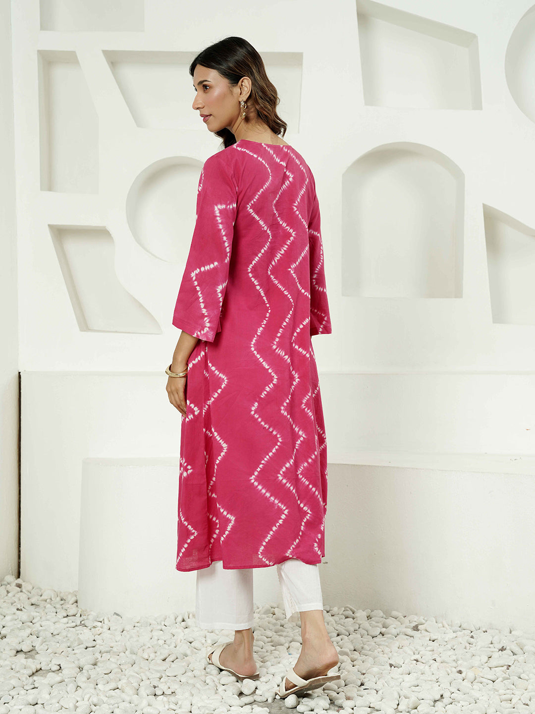 Zigzag Print Cotton Kurta Set for Women