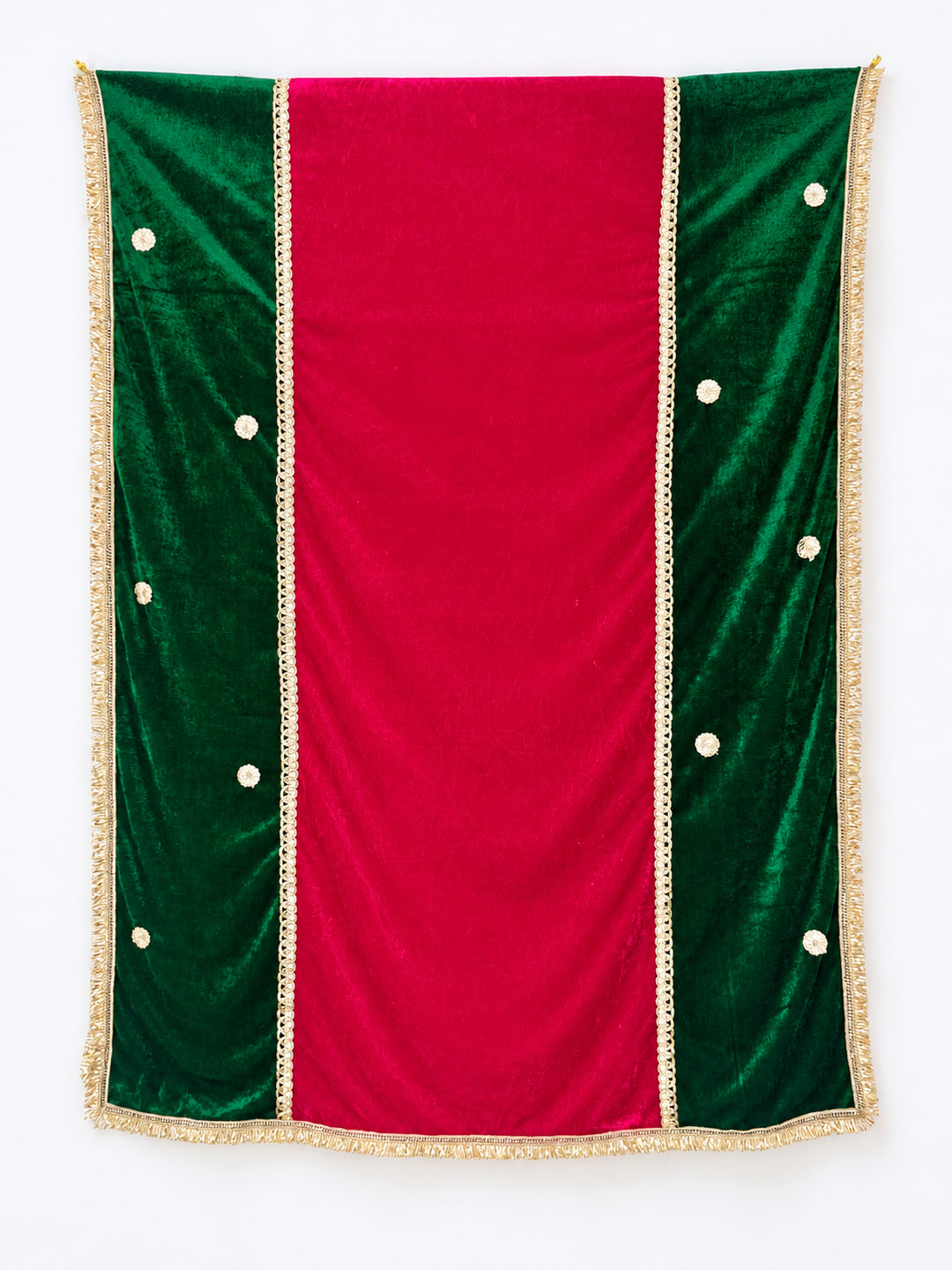 Pspeaches Women's Ethnic Magenta & Green Solid Velvet Stole for Women