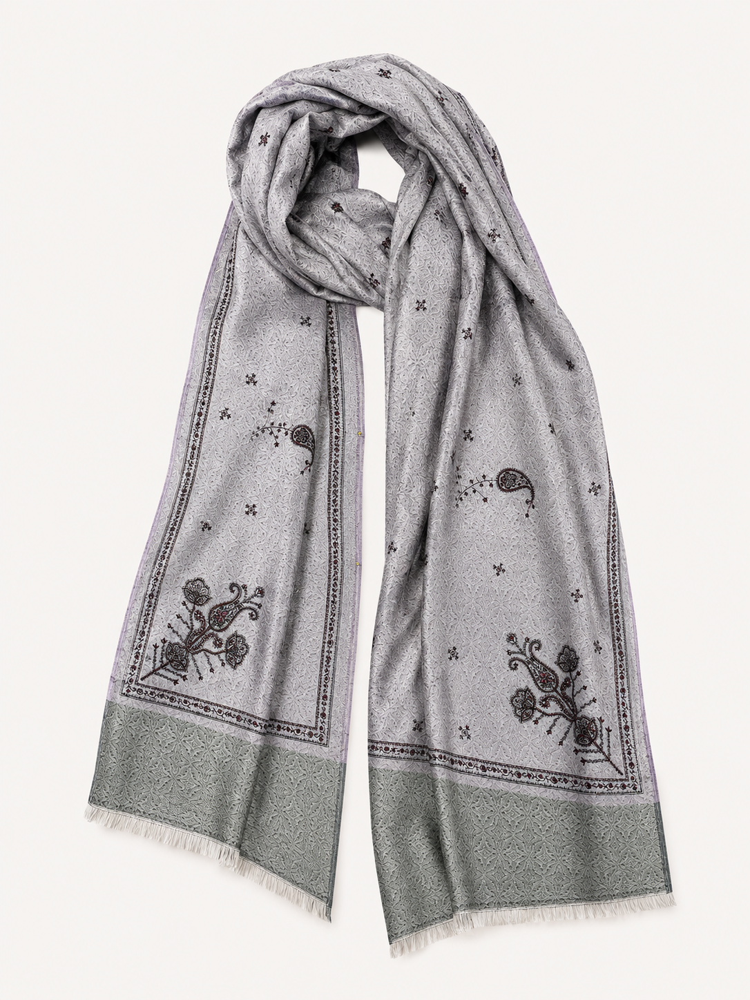 Pspeaches Women's Light Purple Rotto Printed Woolen Shawl