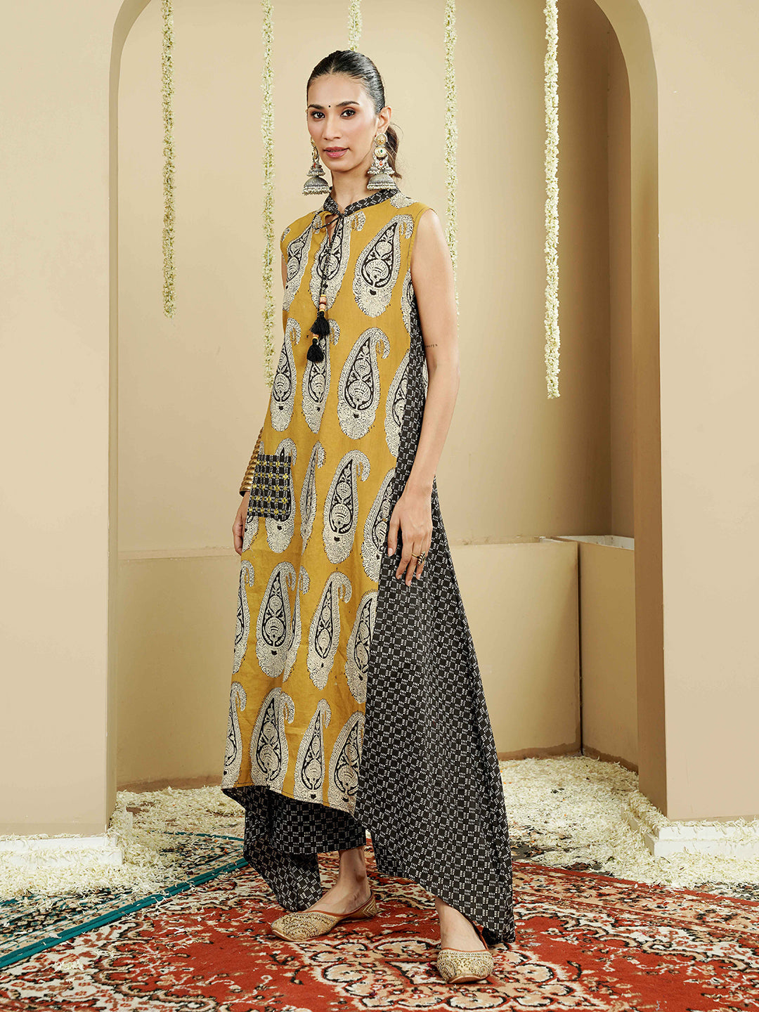 Green Buta Ajrakh Cotton Kurta