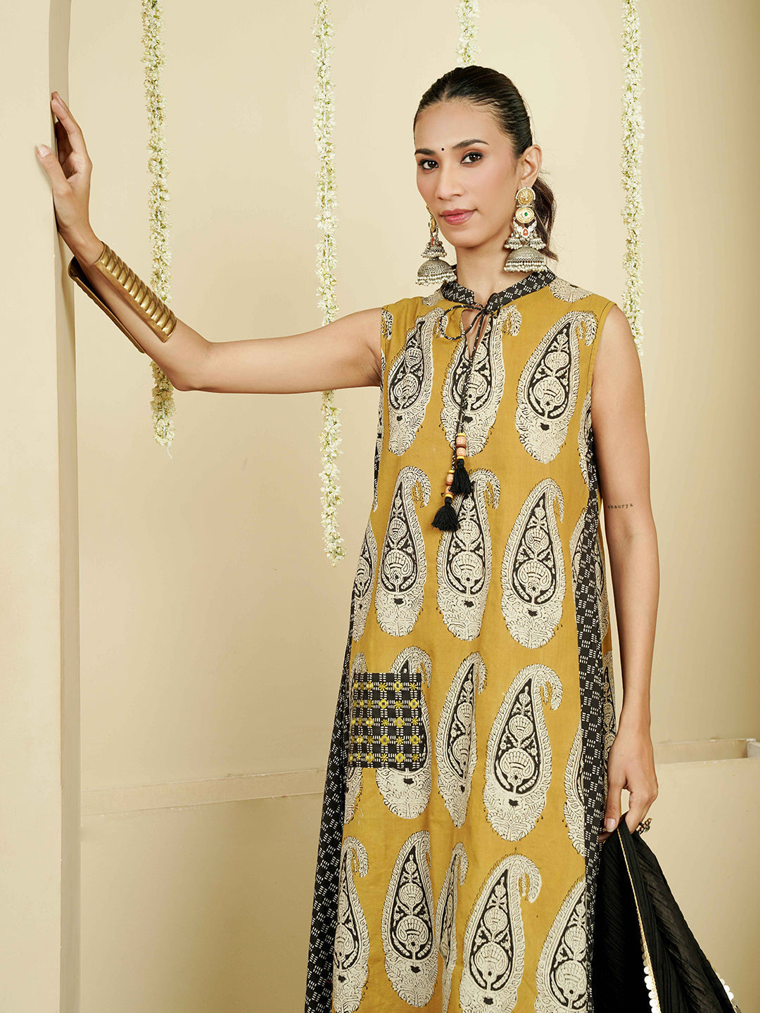 Green Buta Ajrakh Cotton Kurta