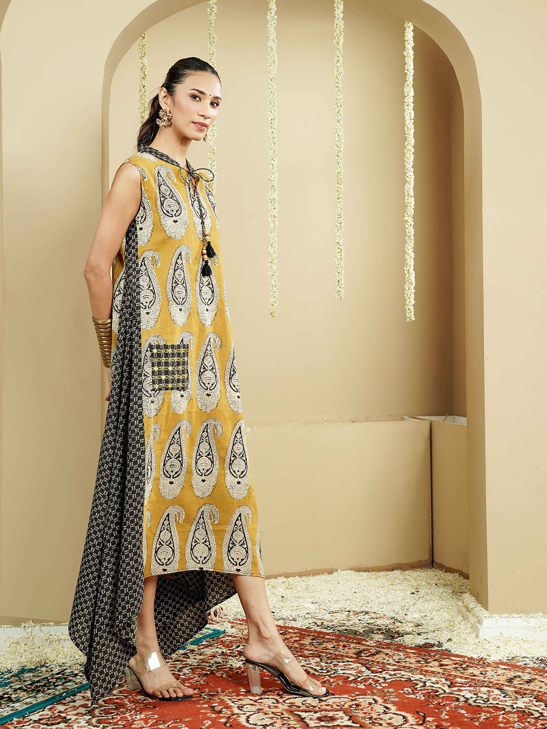 Green Buta Ajrakh Cotton Kurta