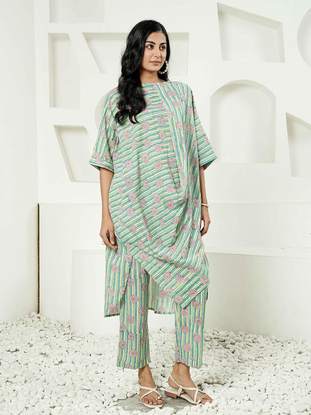 Striped Printed Cotton Co-Ord Set