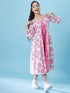 Girls Fit And Flare Tiered Cotton Midi Dress With Shrug (IW-BIRDPINK)