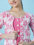 Girls Fit And Flare Tiered Cotton Midi Dress With Shrug (IW-BIRDPINK)