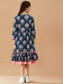 Girls Striped A-Line Midi Cotton Dress (IW-BLUEBOOTACAPE)