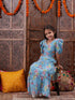 Pspeaches Girls Floral Printed Top With Skirt (IW-BLUEGGT)