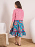 Girls Blue & pink Floral Printed Cotton A-Line Round collar Sleeveless Midi Dress (IW-BLUEPINKLEHRIYA)