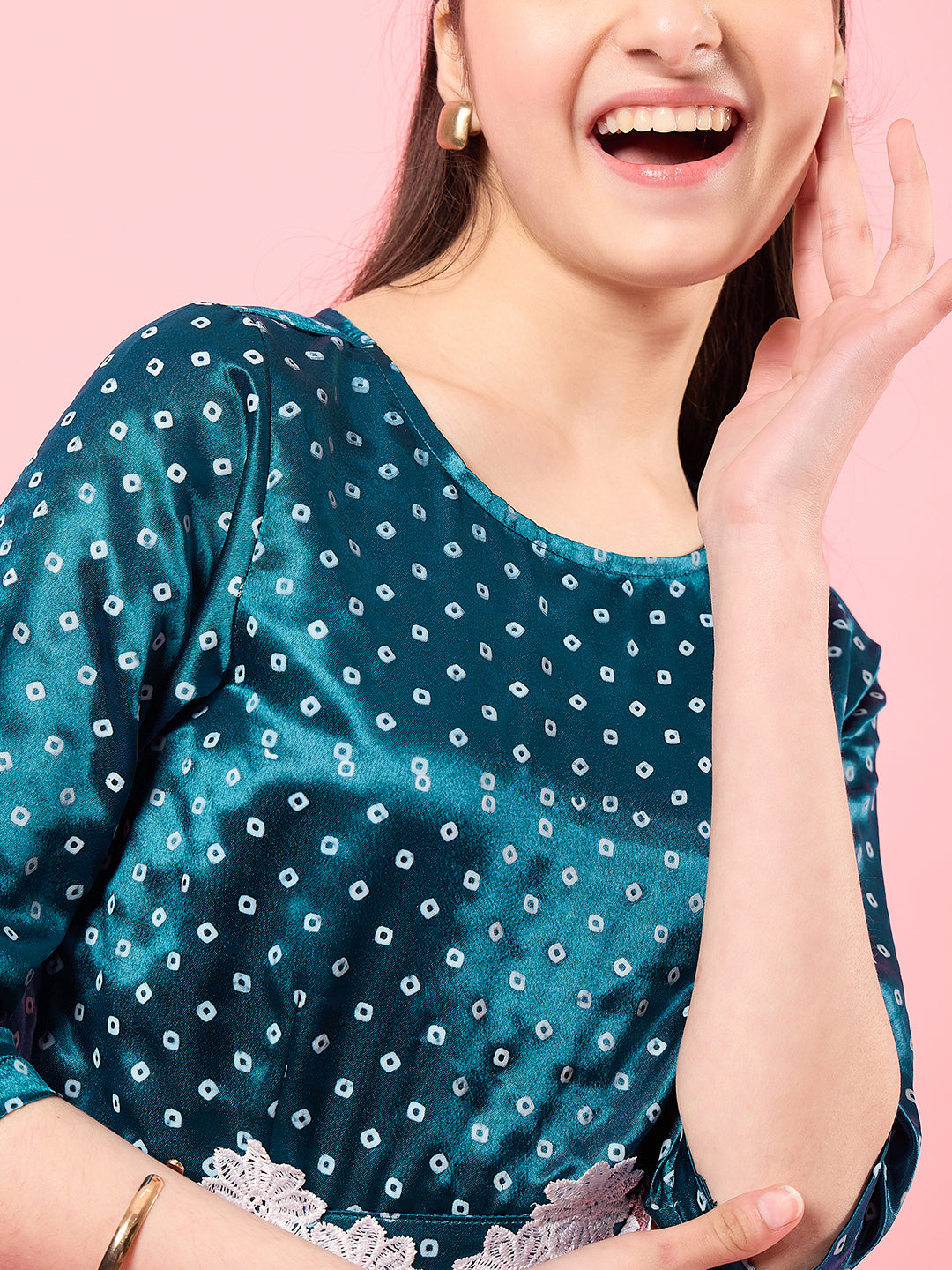 Girls Printed Basic Jumpsuit (IW-BLUESATINDOT)