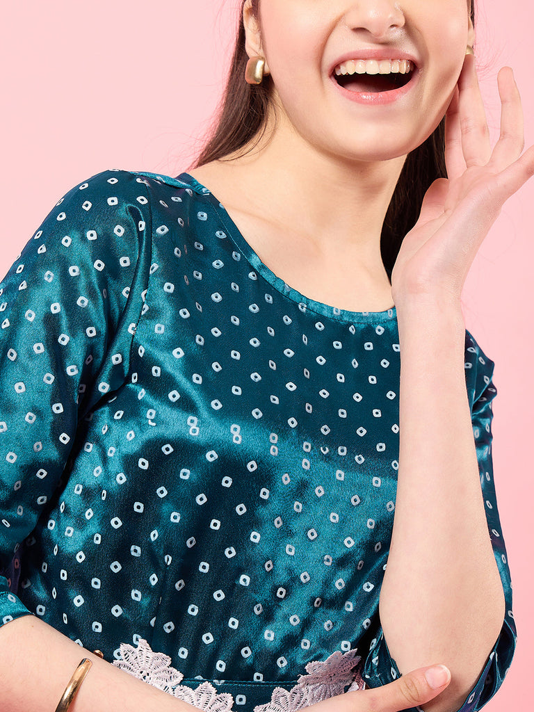 Girls Printed Basic Jumpsuit (IW-BLUESATINDOT)
