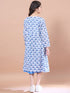 Girls Floral Print Round Neck Sleeveless Tiered Midi Fit & Flared Cotton Dress (IW-FIROZIBOOTI)