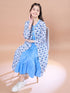 Girls Floral Print Round Neck Sleeveless Tiered Midi Fit & Flared Cotton Dress (IW-FIROZIBOOTI)