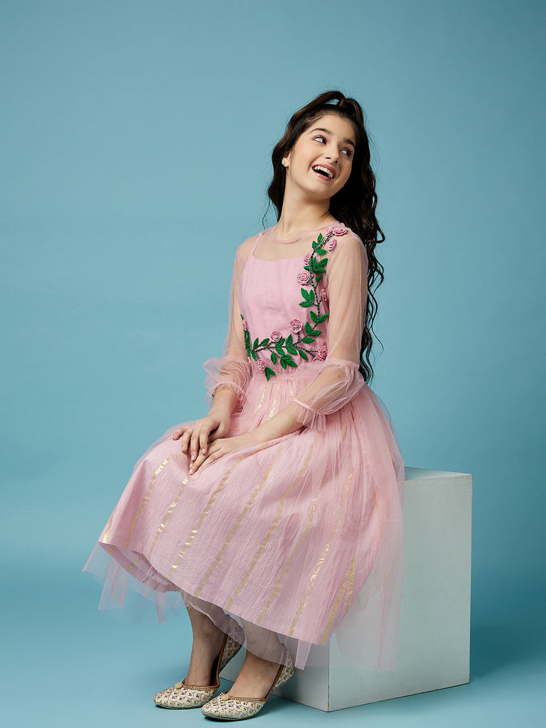 Girls Embellished Cotton Dress (IW-FLORALEMBROIDERY)