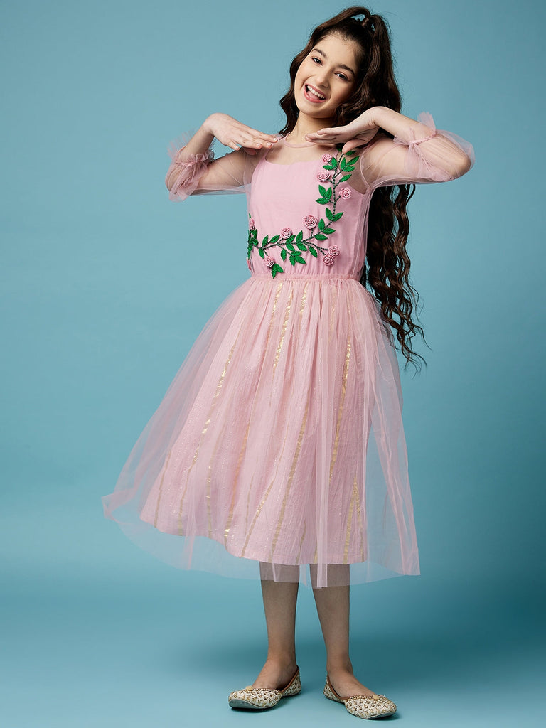Girls Embellished Cotton Dress (IW-FLORALEMBROIDERY)