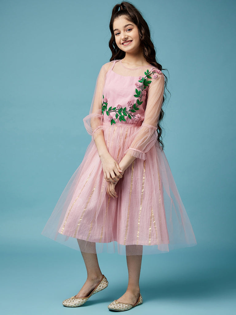 Girls Embellished Cotton Dress (IW-FLORALEMBROIDERY)
