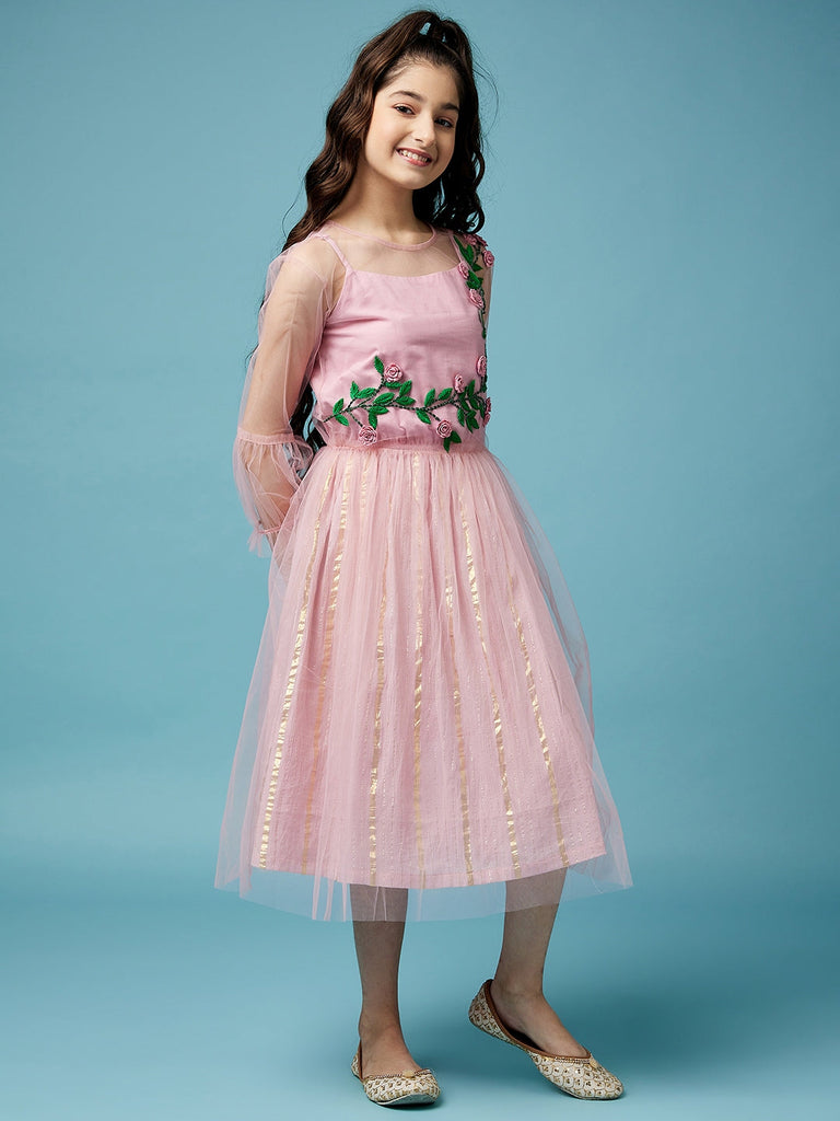 Girls Embellished Cotton Dress (IW-FLORALEMBROIDERY)