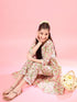 Girls Floral V-Neck Gotta Patti Pure Cotton A-Line Empire Kurta With Trouser (IW-FLORALJAAL)