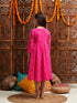Pspeaches Girls Printed & Embroidered Fit & Flare Georgette Ethnic Dress (IW-GOTAMAGENTA)