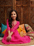 Pspeaches Girls Printed & Embroidered Fit & Flare Georgette Ethnic Dress (IW-GOTAMAGENTA)